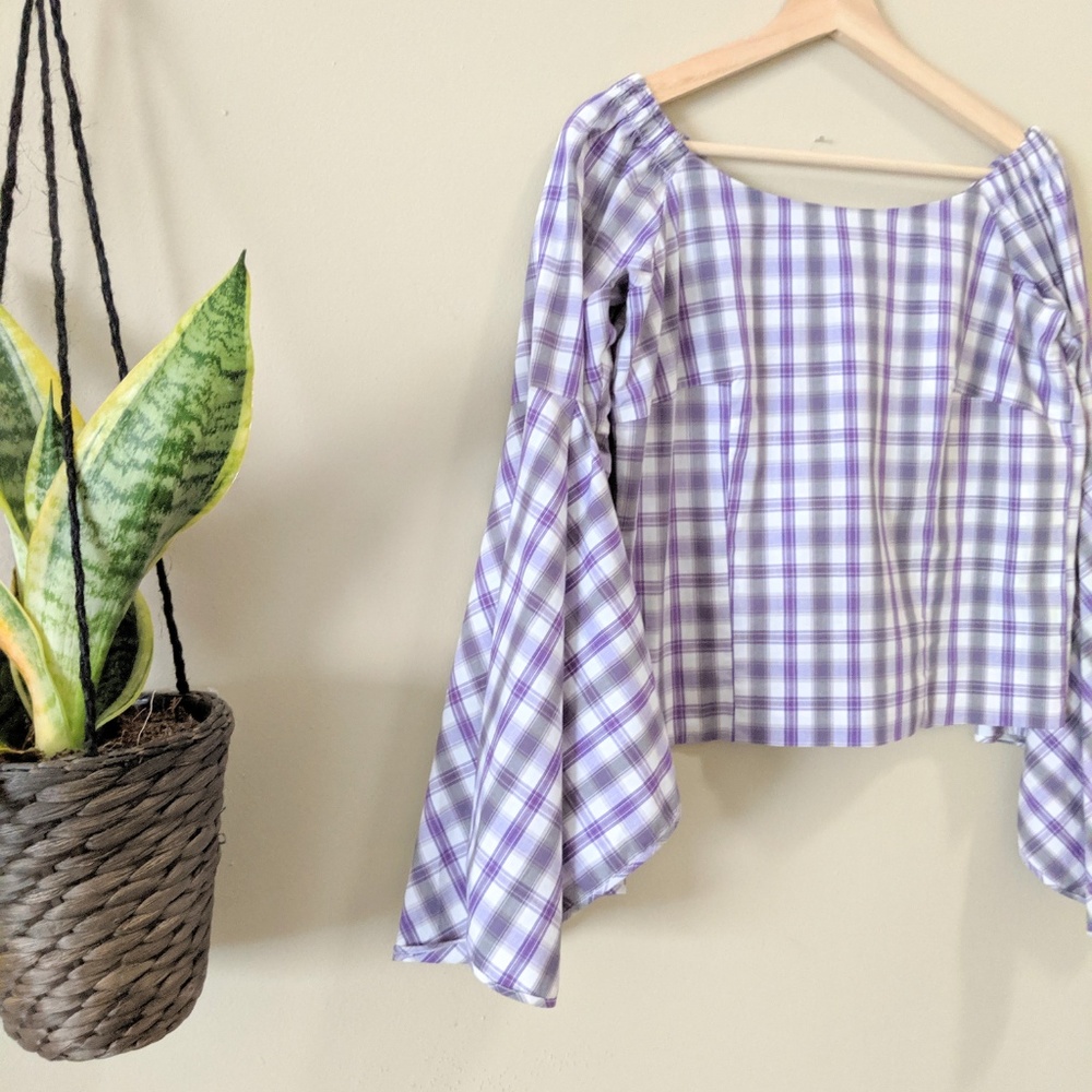 PETERSYN Harlan Off The Shoulder Plaid Top - Picture 3 of 8